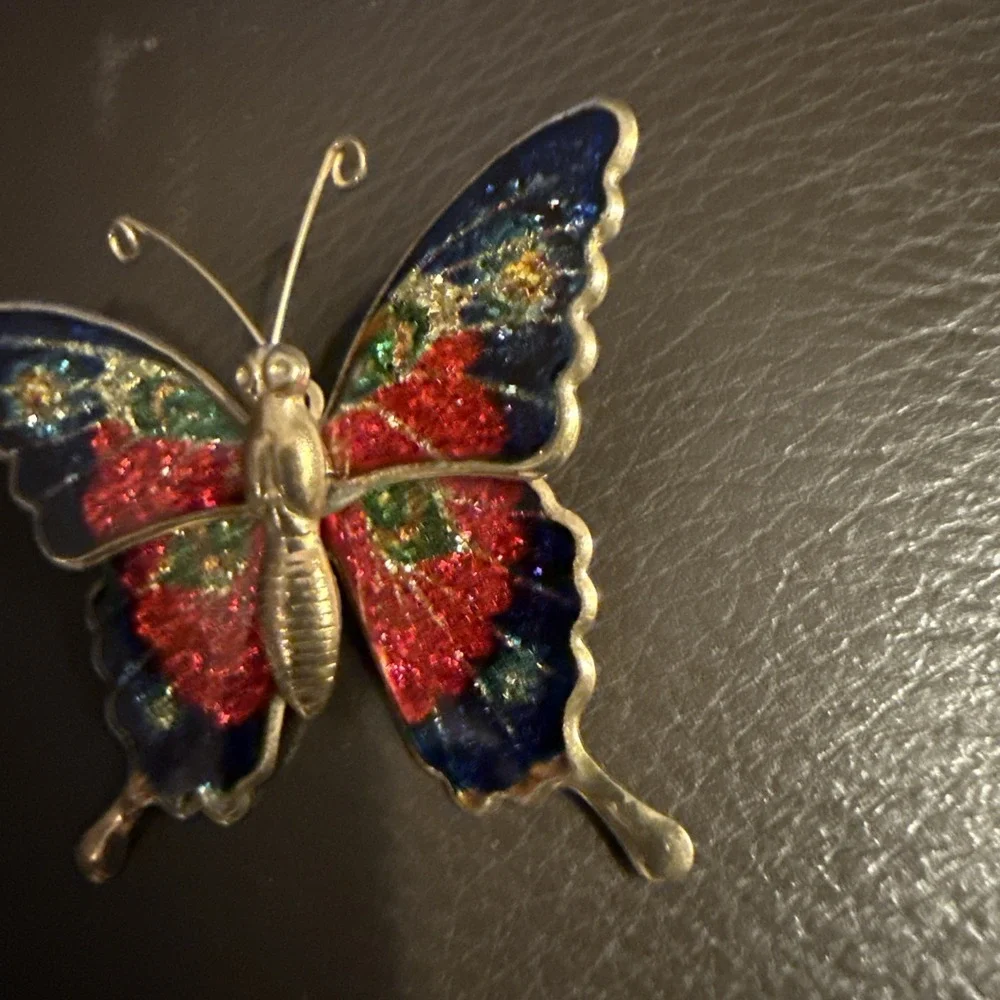 Vintage Colorful Butterfly Broach Pin-Signed Terpur Taiwan-1.5